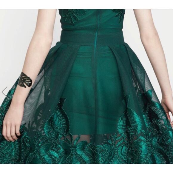 Maje Green Reason embroidered honeycomb midi dress - Picture 2 of 8